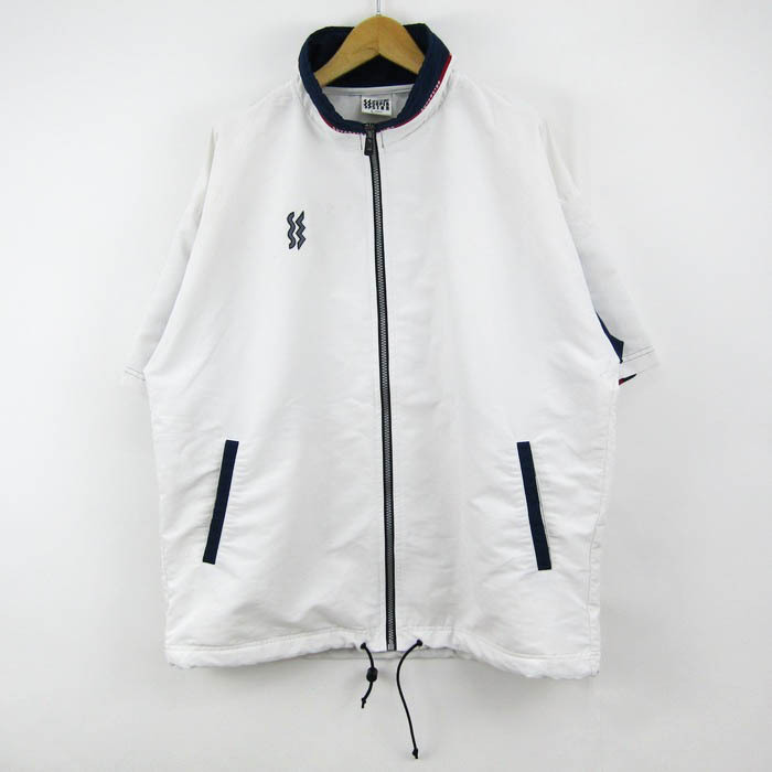 ミズノ 半袖ジャケット スポーツウエア アウター スーパースター メンズ Lサイズ 白×紺×赤 Mizunoの画像1