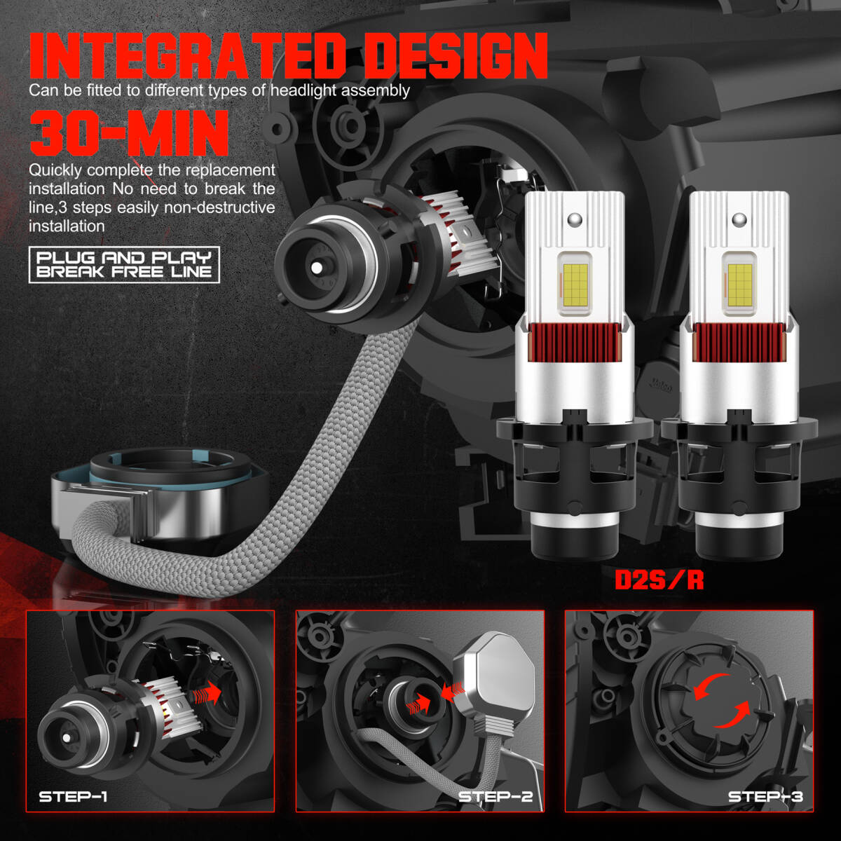 HID純正より明るいD2S/D2R/D4S/D4R [ H7/HB3/HB4 LEDヘッドライト 6500k 18000LM 12V/ ポンつけ/純正交換用 車検対応 綺麗カツトライン_画像9