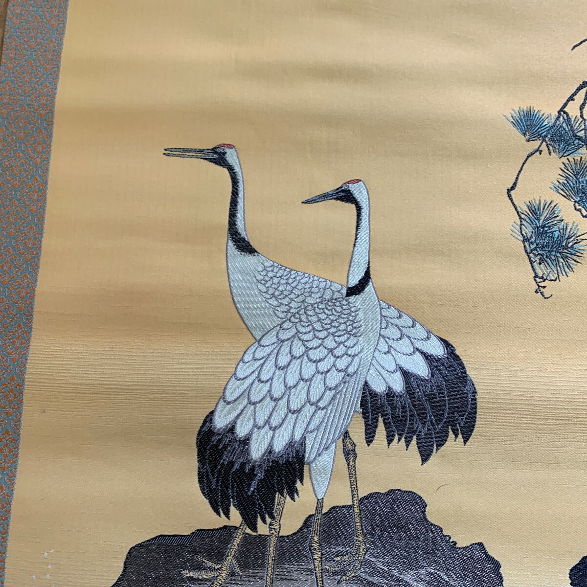 橋本雅邦 掛軸 朝陽鳴鶴の図 美術品 全長約183cm_画像4