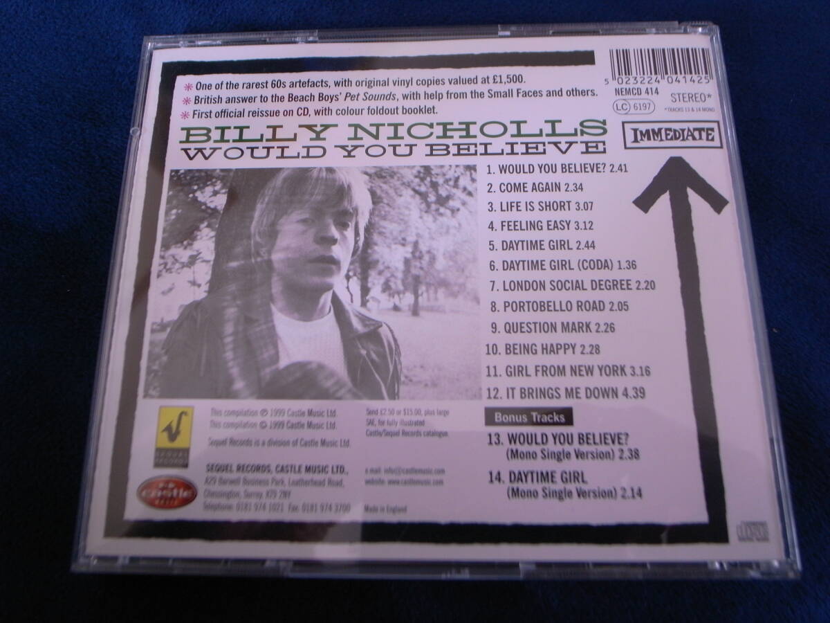 Billy Nicholls『Would You Beleve』ビリーニコルズ　ブリテッシュビート　モッズ Small Faces Whe Rolling Stones ソフトロック_画像2