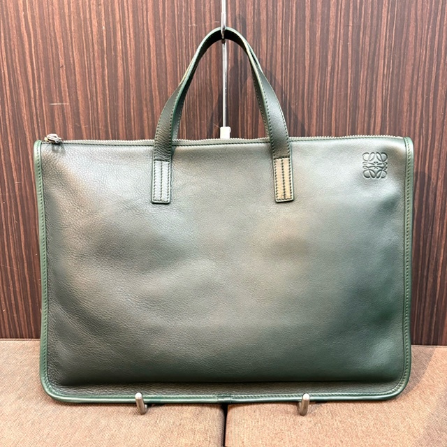 【LOEWE】ロエベ ニュートレド ブリーフケース ビジネスバッグ レザー 緑_画像2