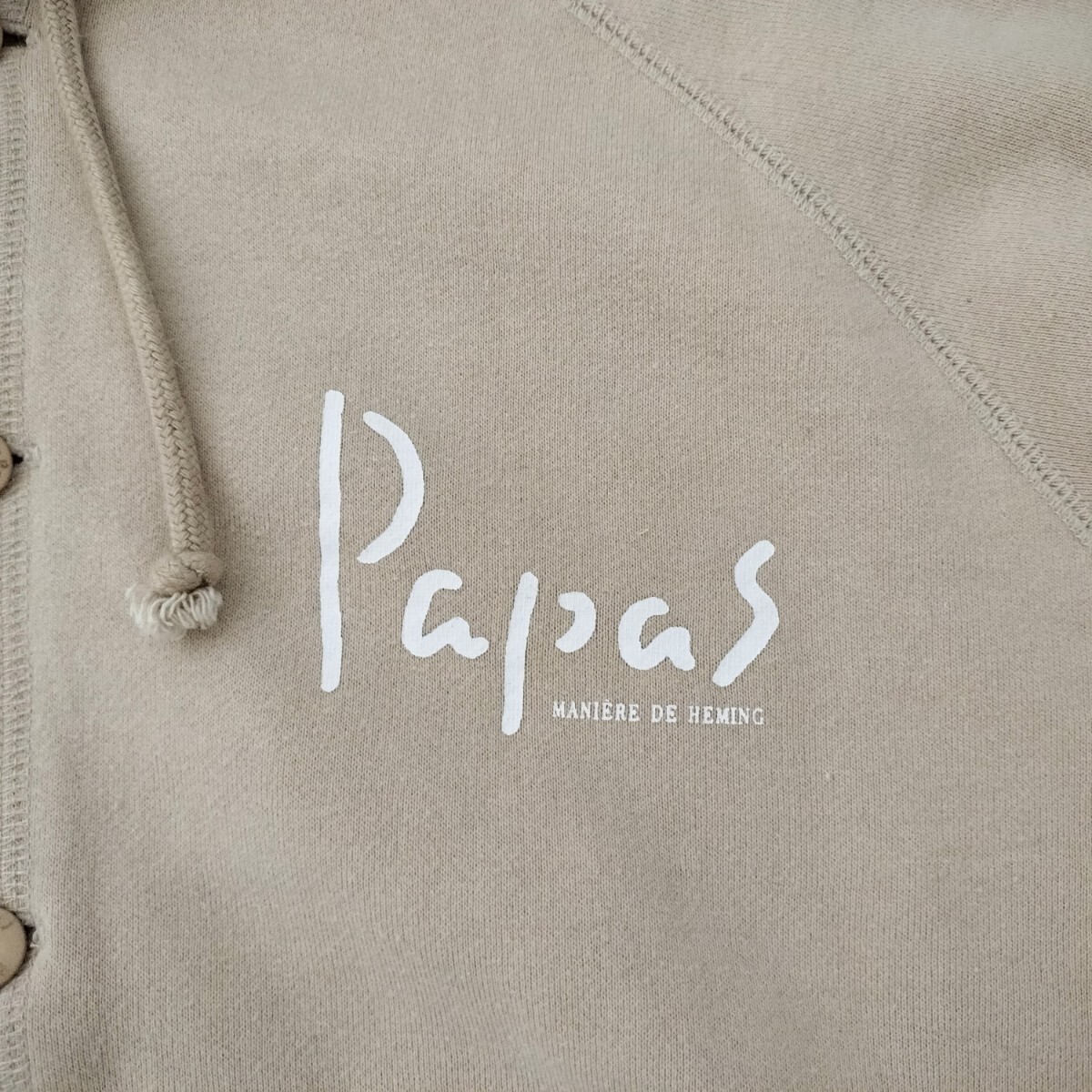 papas パパス 定価31900円 メンズ 吊り編みパーカー フルボタン バックプリント ビッグロゴ スウェット パーカー M_画像4