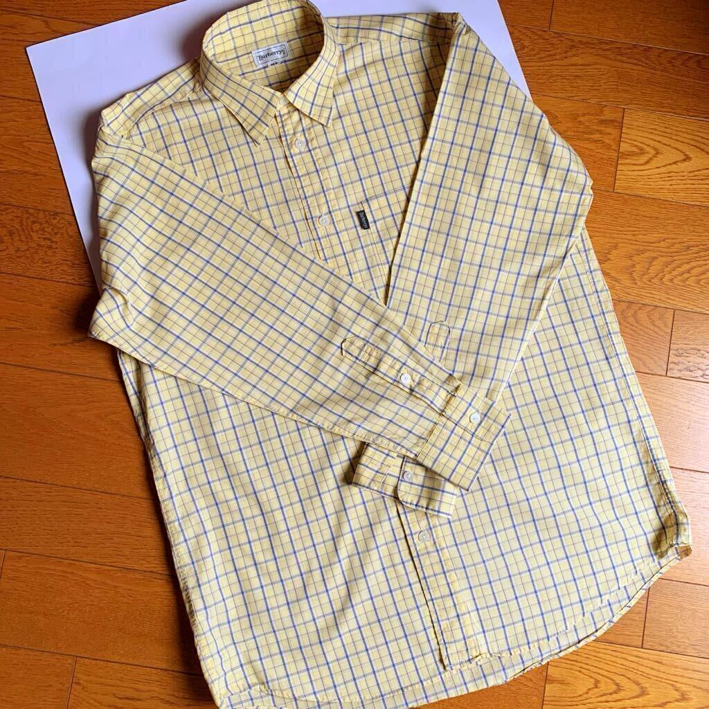  Burberry London * мужской рубашка с длинным рукавом * в клетку * желтый * белый * синий цвет * размер M