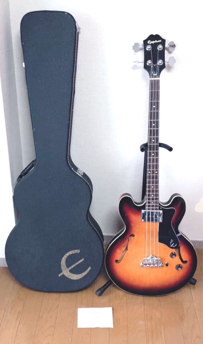 1円〜/Epiphone/エピフォン/RIVOLI VC R97J 0157/リヴォリ/エレキベース/セミアコ/ハードケース付き/中古品/現状品/音出しOK/ジャンク/KY20の画像1