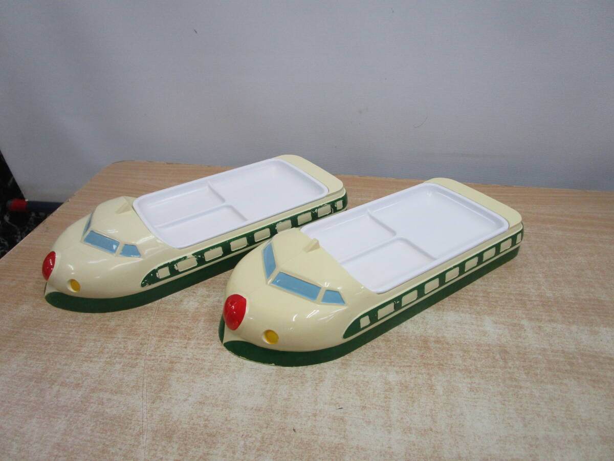 N501*niimi Western-style tableware shop melamin child lunch plate Shinkansen green 2 piece set * secondhand goods 
