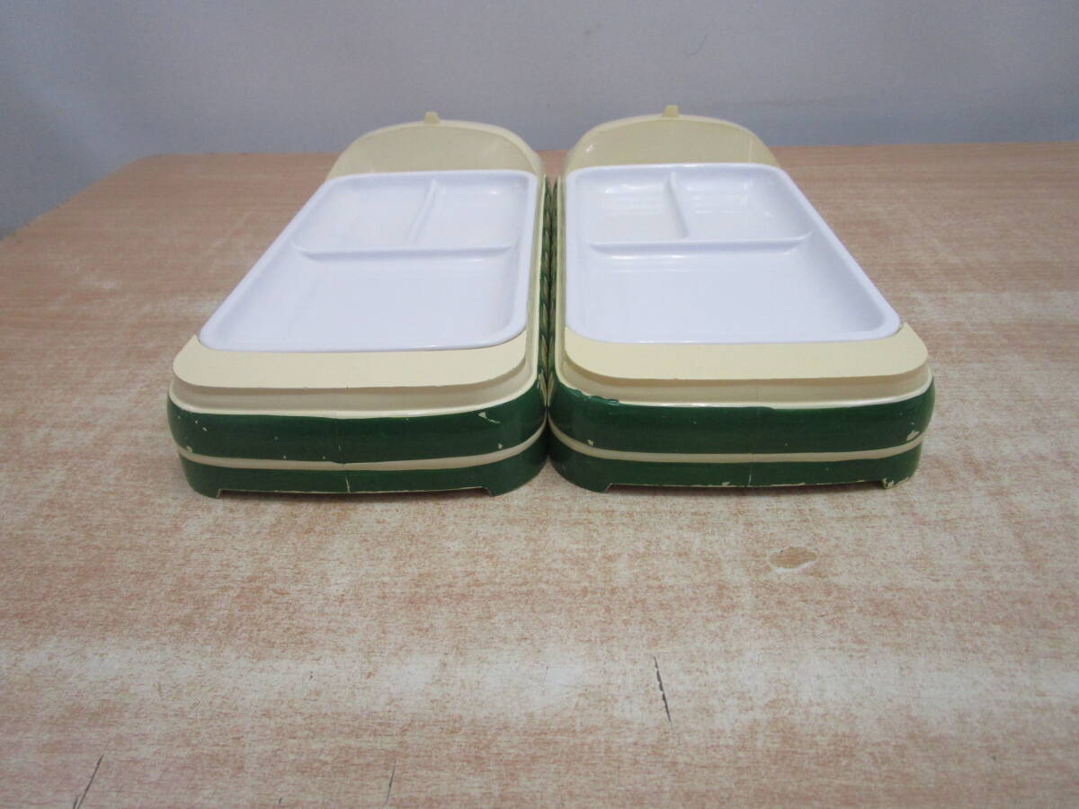 N501*niimi Western-style tableware shop melamin child lunch plate Shinkansen green 2 piece set * secondhand goods 