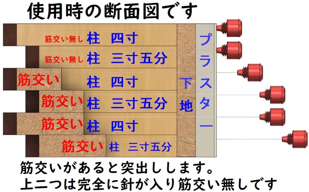 穴ゴミ君 完成品Ver1.0 筋交い探しツール　「筋交い探索君」２本装着_画像4