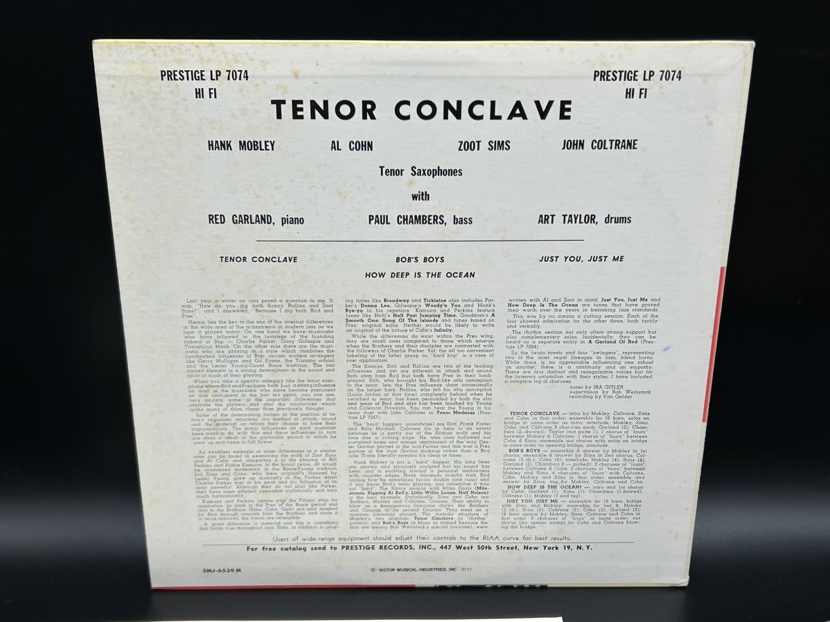 １８２１　レコード　ＬＰ　Hank Mobley, Al Cohn, John Coltrane, Zoot Sims Tenor Conclave テナー・コンクレイヴ _画像6