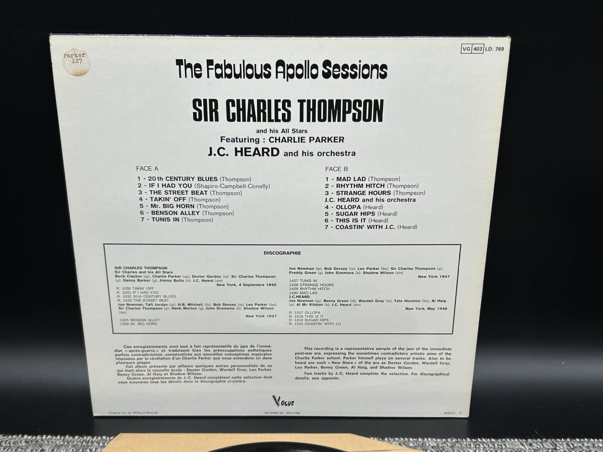 １９８２　レコード　ＬＰ　SIR CHARLES THOMPSON チャーリーパーカー_画像5