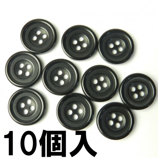 [10個入]黒色ボタン/15mm/4穴/スーツやジャケットの袖口・カーディガンに最適-MA1010-15-BK-029_画像1