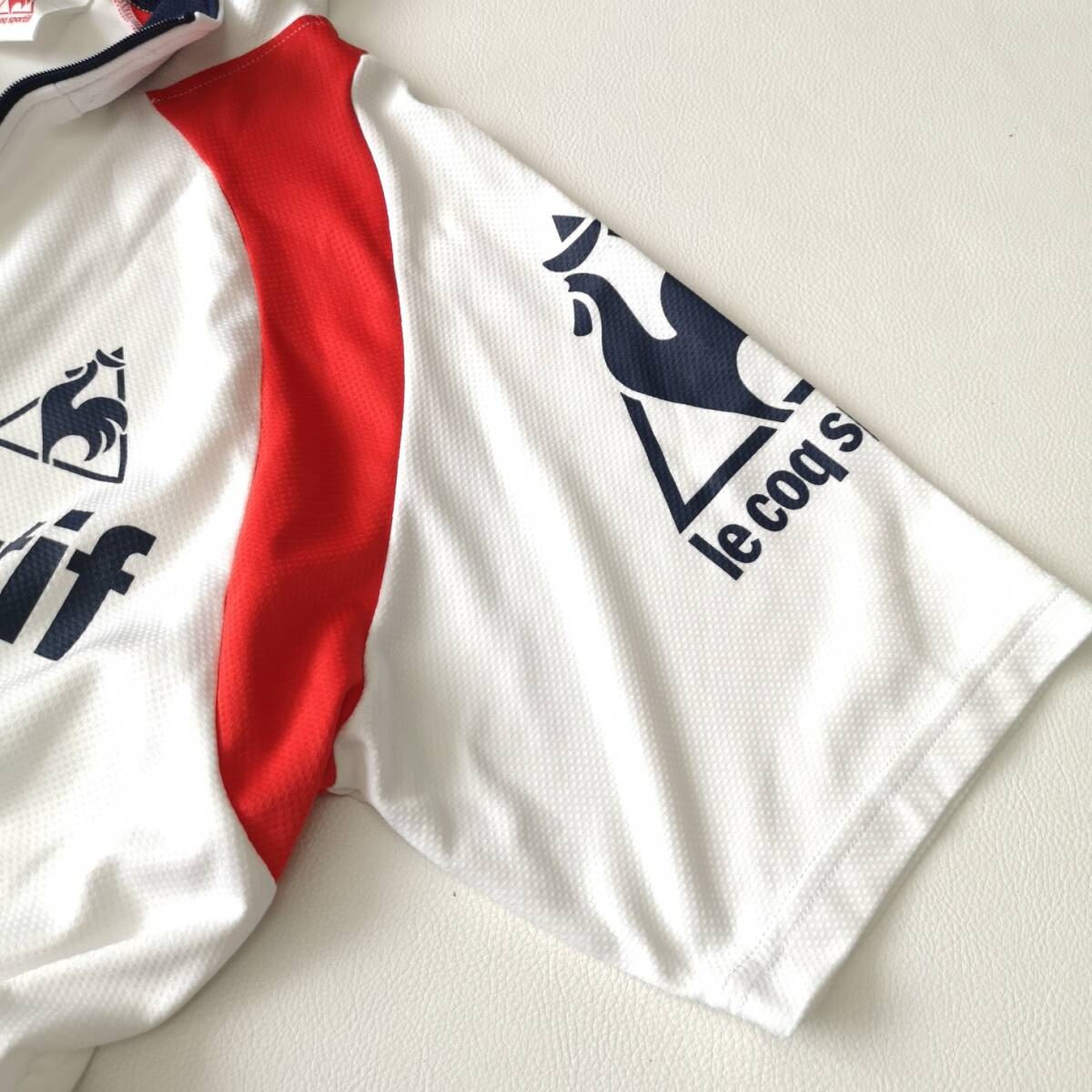 ルコックスポルティフ　Le coq sportif　サイクルジャージ　半袖　サイクリングシャツ　白　L　ポケット付き　メンズ　スポーツウェア_画像3