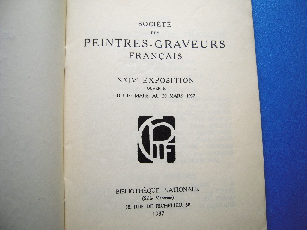 【真作】ベルナール・ノーダン肉筆画入『フランス画家・彫刻家協会』展覧会目録 1937 Societe des Peintres-Graveurs Francaisの画像6