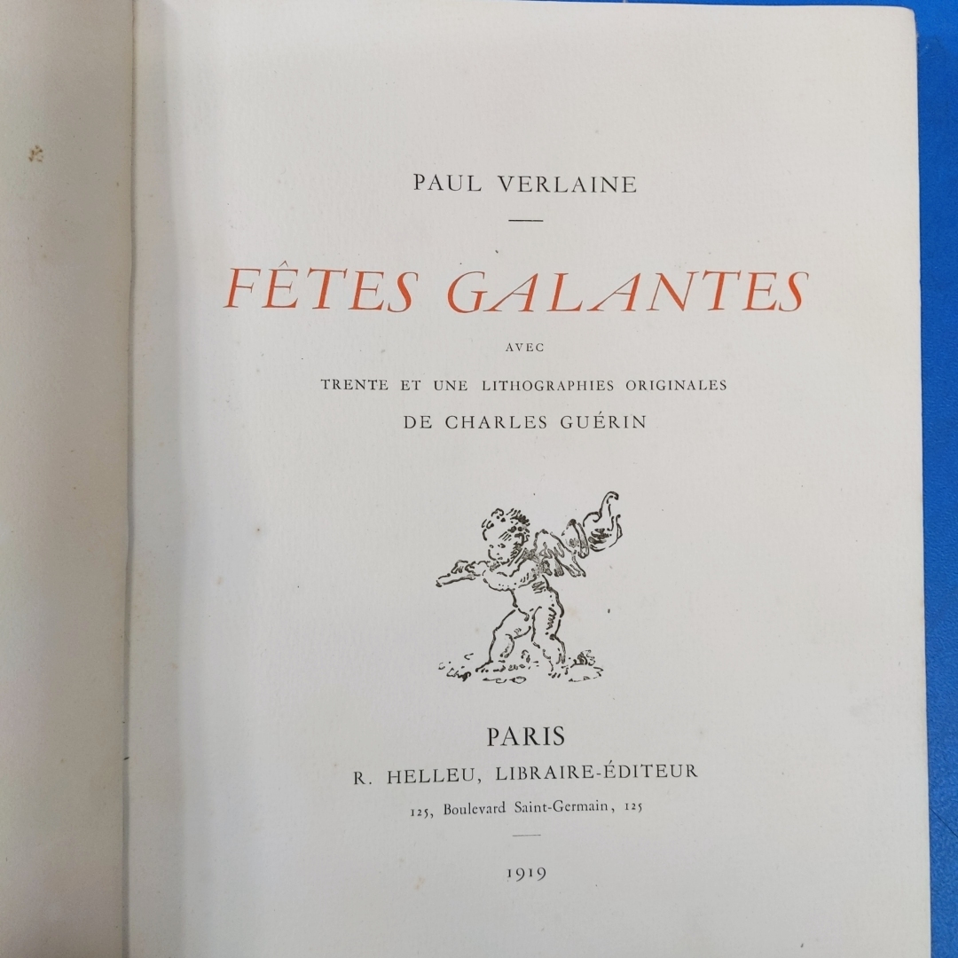 C.ゲランリトグラフ31点！ポール・ヴェルレーヌ『艶なる宴 Fetes Galantes』限310 1919 Paul Verlaine Trente et une Lithographies Origin_画像5