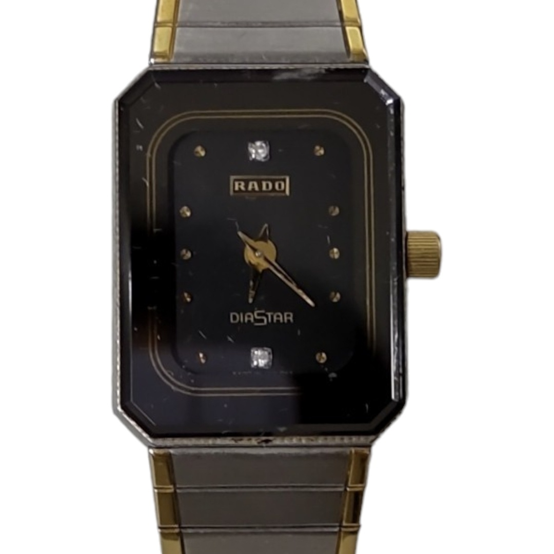 【中古品】RADO ラドー V-2200 ダイヤスター 文字盤ブラック クオーツ レディース腕時計 箱あり L3-409RE
