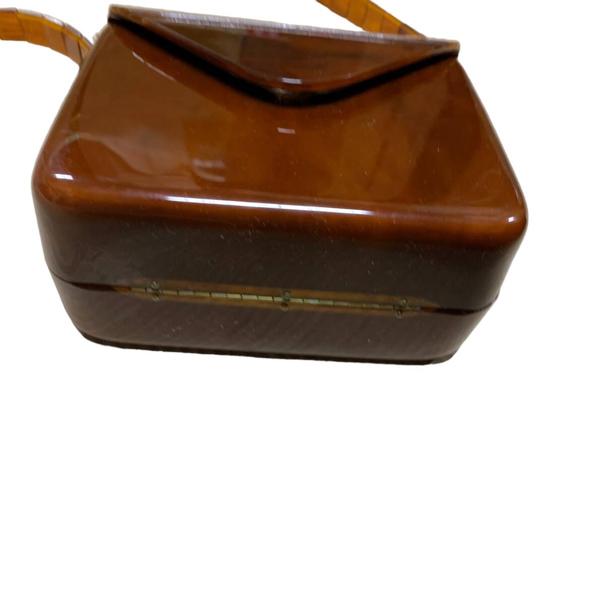◆中古品◆FURLA フルラ ミニ ショルダー バッグ ポシェット プラスチック 茶 ブラウン レディース R60776NA_画像3