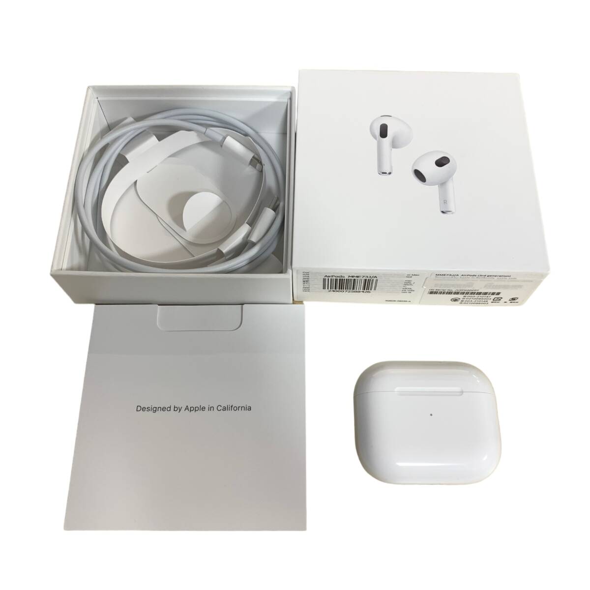 ◆中古品◆Apple AirPods MME731J/A エアーポッズ A2566 ワイヤレスイヤホン 白 ホワイト 通電のみ確認 kyR7428NH