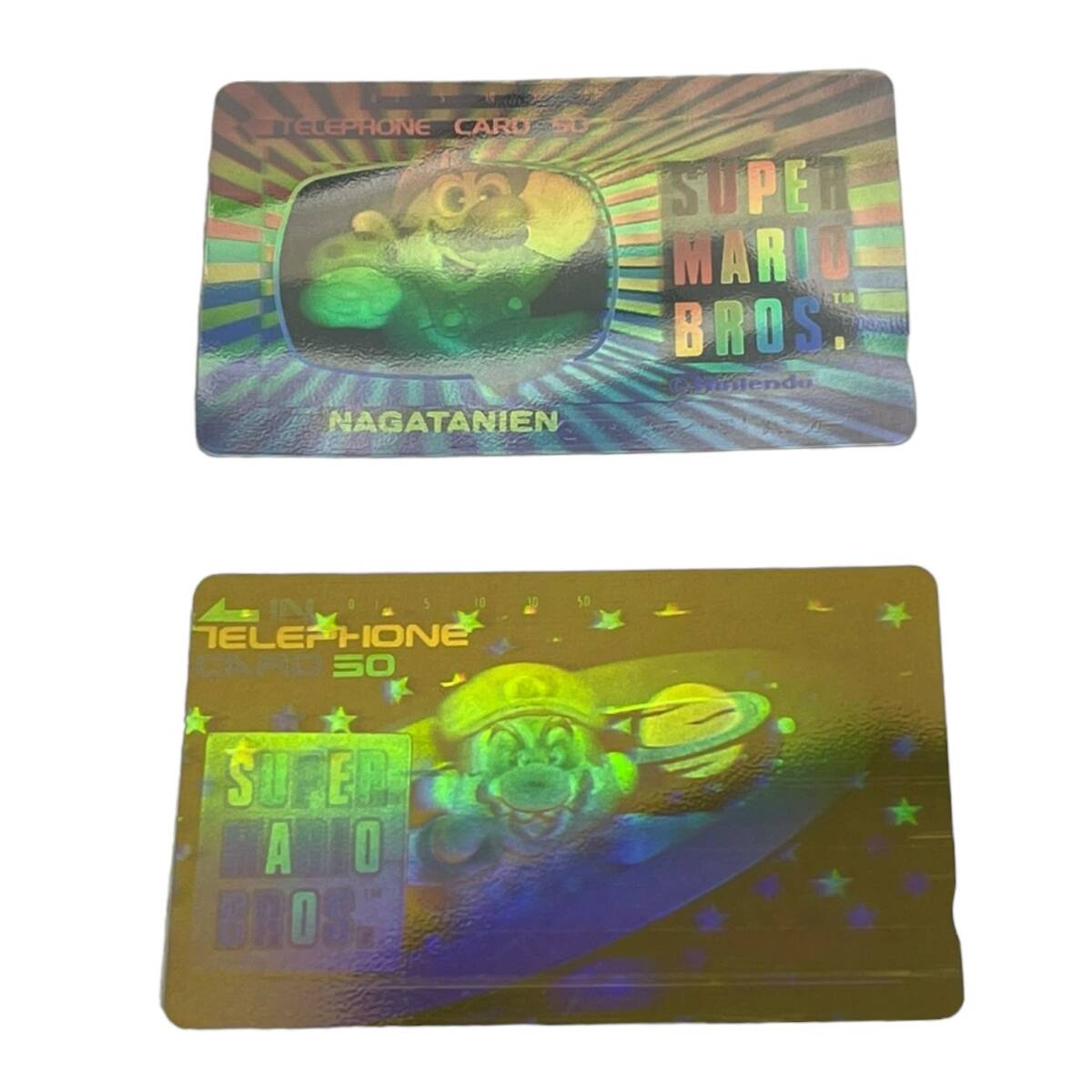 【未使用】 スーパーマリオブラザーズ 任天堂 永谷園 ホログラム テレカ50度数 2枚セット L60991RFの画像1
