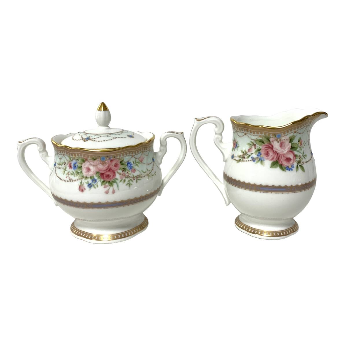 ◆中古品◆ Noritake ノリタケ bone china ボーンチャイナ アフロディーテ シュガーポット ミルクポット セット 食器 クリーマー kyP7992N_画像2