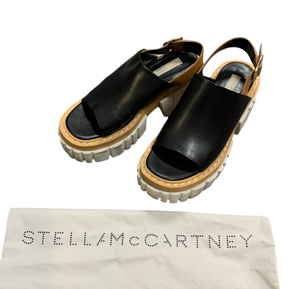 ◆中古品◆ステラマッカートニー stellamccartney サンダル サイズ 36 (日本サイズ約23cm) 黒 ブラック系 ヒール8cm 保管袋付き X61557NCの画像1