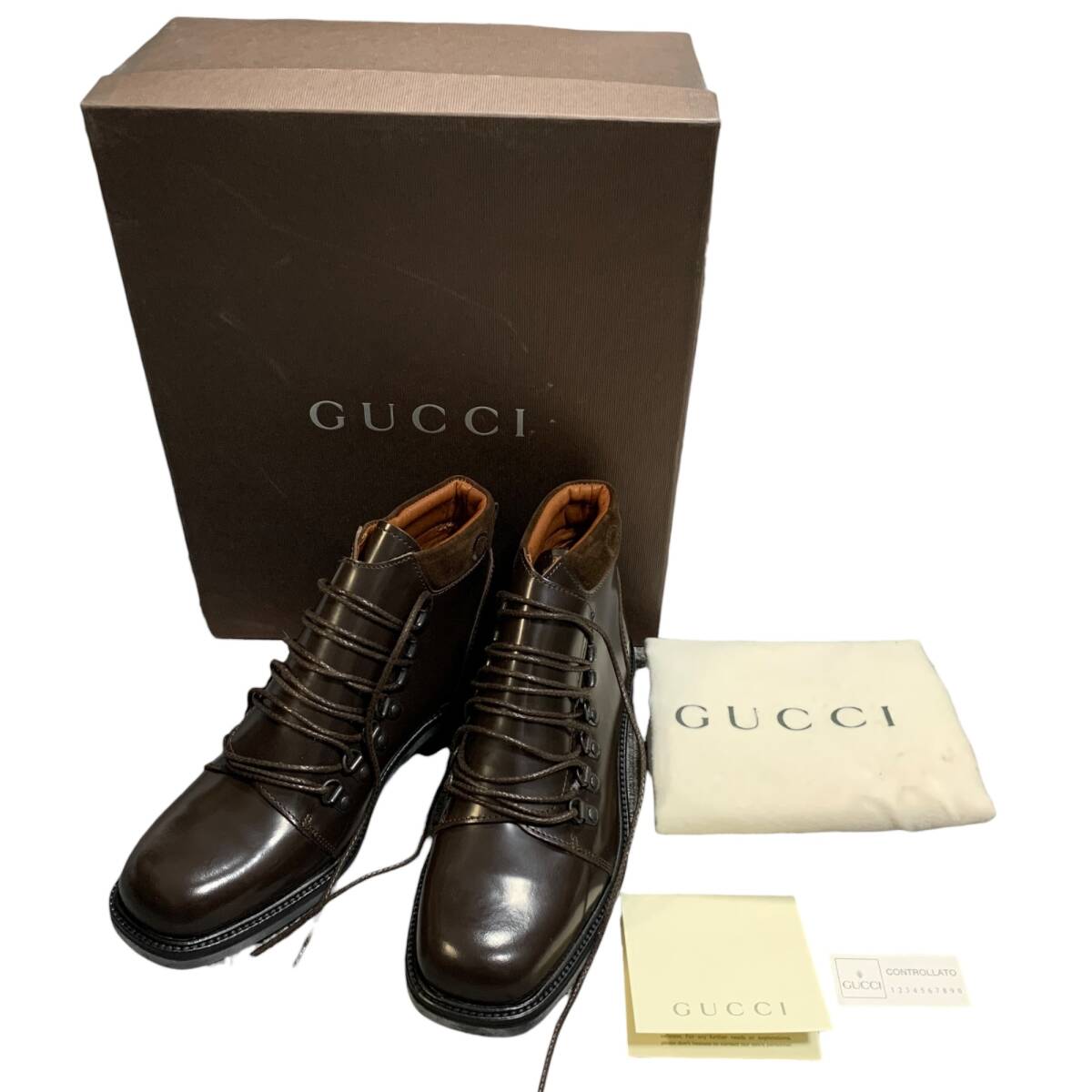 ◆中古品/箱スレ有◆グッチ GUCCI ブーツ 7 茶色 ブラウン （日本サイズ23.5～24.0cm相当）90s トムフォード期 イタリア製 X61190NC_画像1