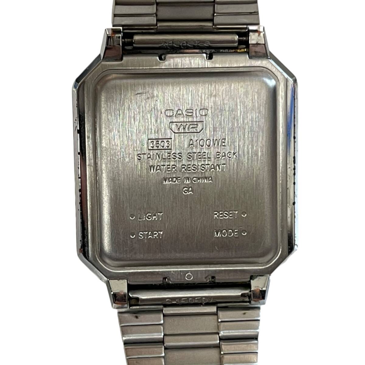 【中古品】CASIO カシオ A100WE スタンダード クォーツ ステンレス デジタル腕時計 ユニセックス腕時計 箱無し 本体のみ L3-468RD_画像4