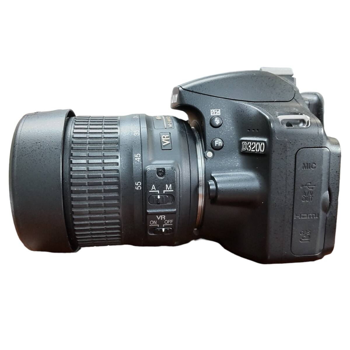 【中古品】 Nikon ニコン D3200 200mmダブルズームキット ブラック 18-55 VR KIT デジタル一眼カメラ 動作確認済 N59610RE_画像3