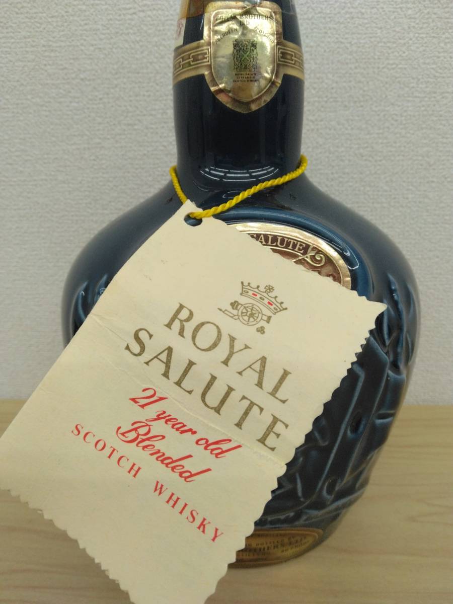 ROYAL SALUTE SCOTCH WHISKY 21年 陶器 青 ブルー ロイヤルサルート スコッチ ウイスキー 約1,100g kys6700k_画像4