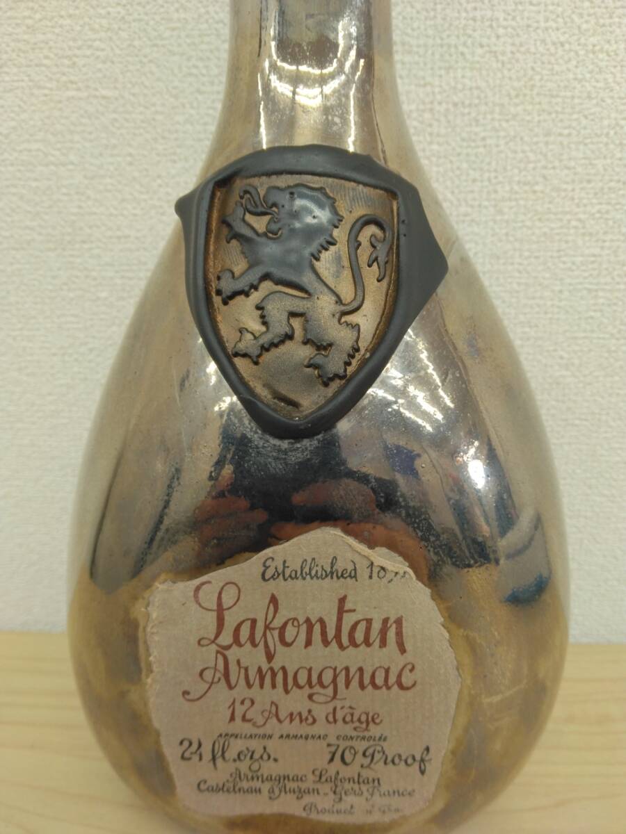 古酒 LAFONTAN ラフォンタン 12年 1897 Armagnac アルマニャック BRANDY ブランデー 700ml 総重量1311g シルバー kys7230k_画像4