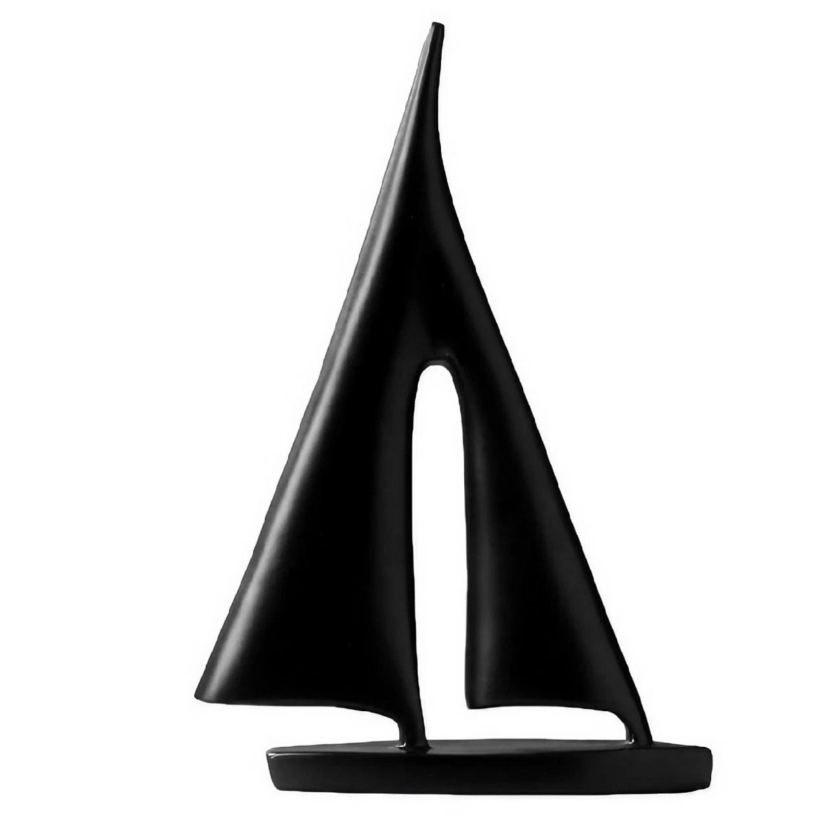 置物 ヨット 帆船 モダンアート風デザイン シンプル シック (ブラック×大サイズ)