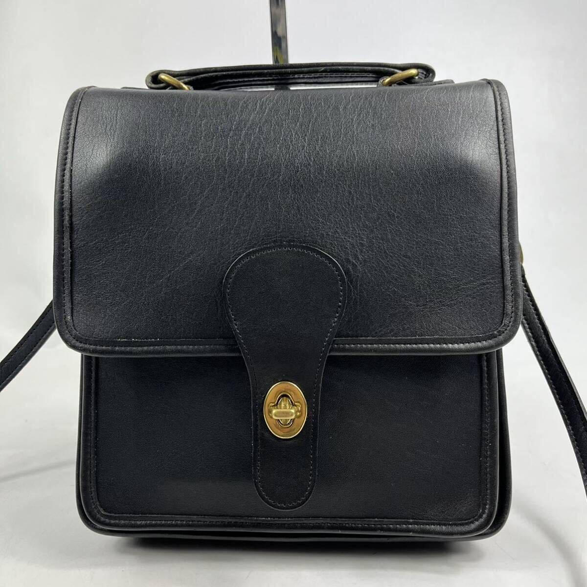 1 jpy ~[ hard-to-find goods ] OLD COACH Old Coach handbag 2way diagonal ..* black black Turn lock type shoulder bag original leather 