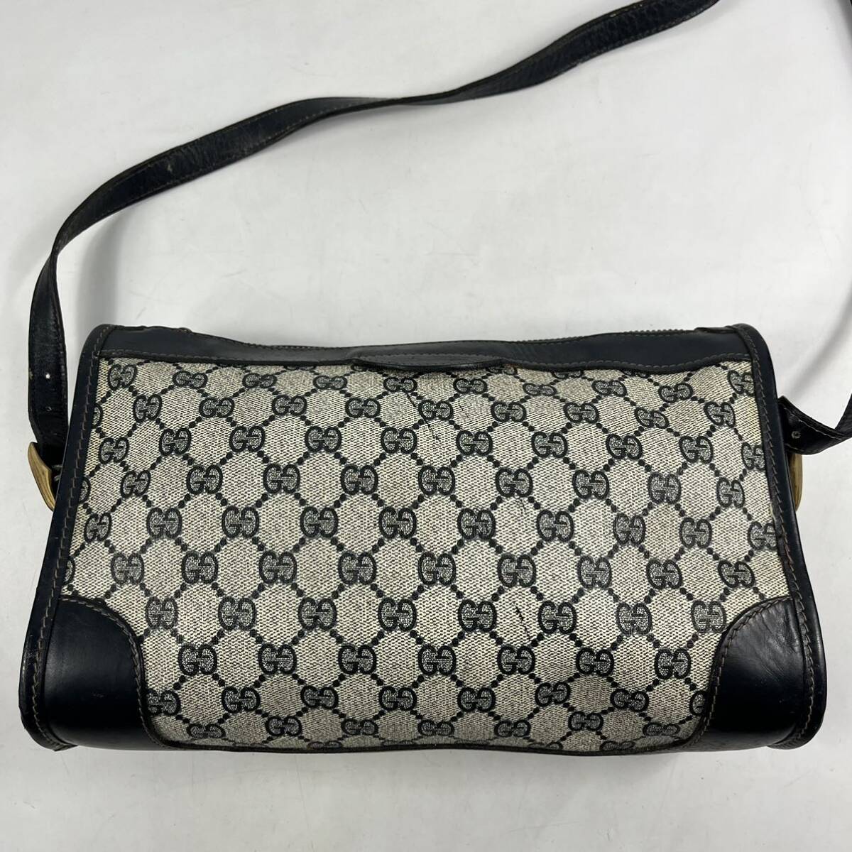 1円〜【入手困難品】 GUCCI グッチ ショルダーバッグ 斜め掛け◎ GG ネイビー クロスボディバッグ スプリーム レザー メンズ レディース_画像3