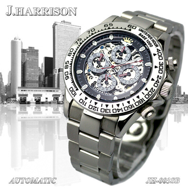J.HARRISON ジョンハリソン 多機能 両面 フルスケルトン 自動巻き 腕時計 JH003-SB (3) 新品_画像1