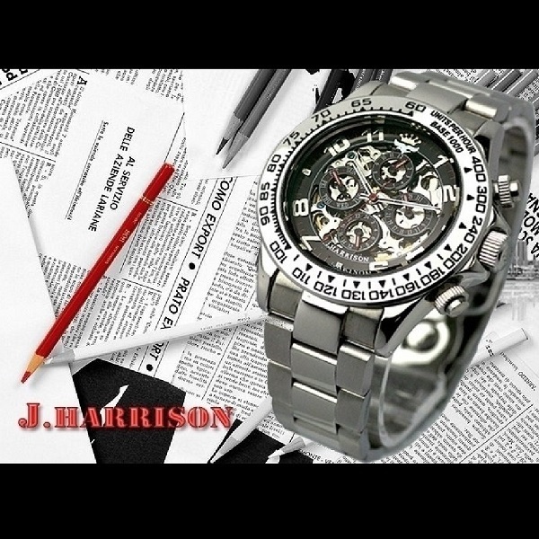 J.HARRISON ジョンハリソン 多機能 両面 フルスケルトン 自動巻き 腕時計 JH003-RB (2) 新品_画像2