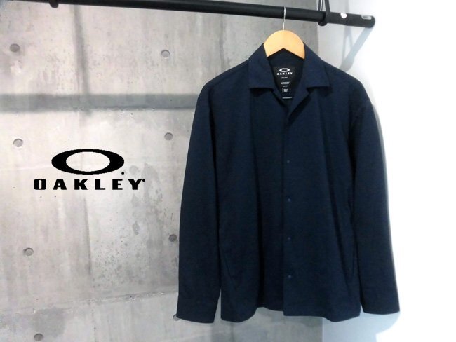 新品同様 22SP OAKLEY オークリー ESSEN TECKNIT 長袖シャツM/速乾 ストレッチ シャツ/紺 ネイビー/メンズ/FOA404052/GOLF ゴルフの画像1