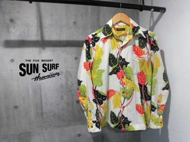 SUN SURF サンサーフ MONSTERA モンステラ 長袖 コットン アロハシャツ S/ハワイアンシャツ/長袖シャツ/メンズ/東洋エンタープライズの画像1