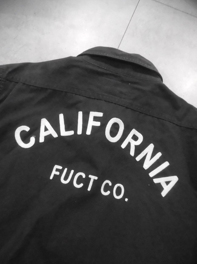 FUCT SSDD ファクト CALIFORNIA FUCT CO. チェーン刺繍 ワークシャツ M/長袖シャツ/グレー/メンズ_画像5