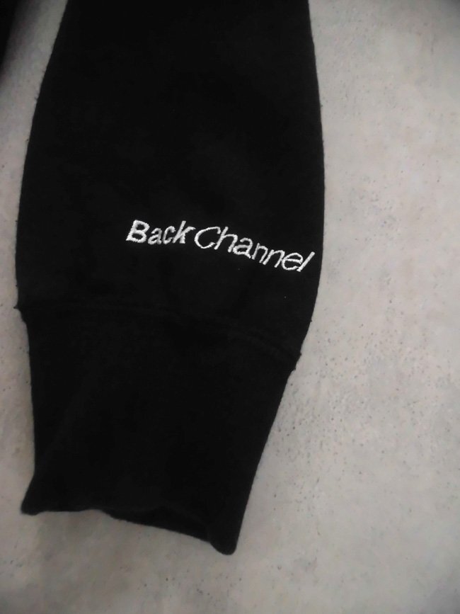 BACKCHANNEL バックチャンネル BKCNL 1999プリント スウェット パーカーS/カレッジロゴ プルオーバー フーディ/黒 ブラック/日本製_画像7
