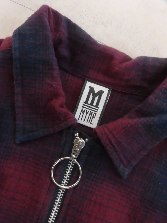 MYne MIHARA YASUHIRO マイン ミハラヤスヒロ Check zip-up shirt オーバーサイズ シャドーチェックシャツ M/ジップシャツ/G01SH121/メンズ_画像5