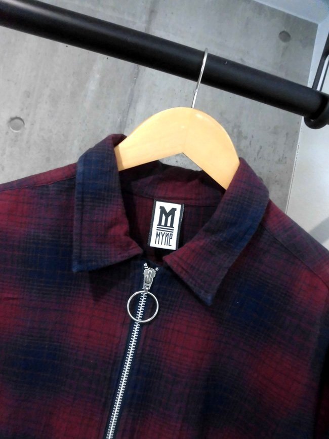 MYne MIHARA YASUHIRO マイン ミハラヤスヒロ Check zip-up shirt オーバーサイズ シャドーチェックシャツ M/ジップシャツ/G01SH121/メンズ_画像4