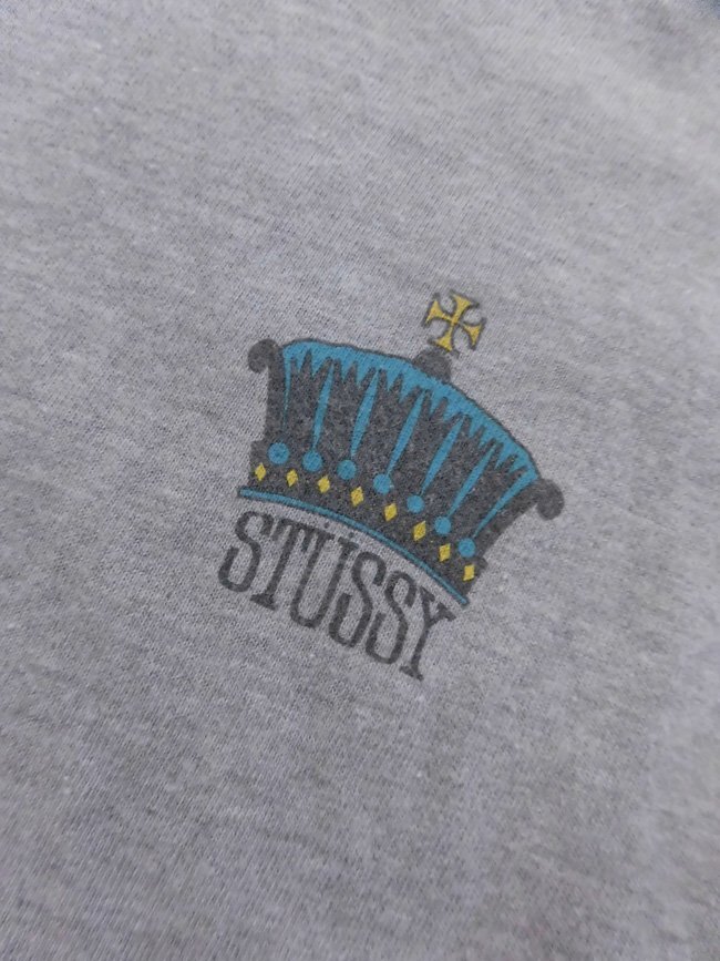 STUSSY ステューシー 王冠 クラウン ロゴプリント 長袖Tシャツ M/ロンTee/カットソー/グレー/メンズ_画像5