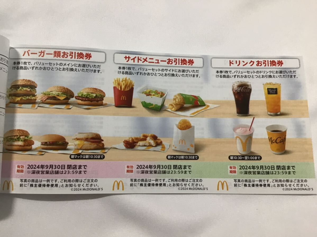 最新1円スタート マクドナルド 株主優待券 5冊セット（1冊は6枚シート）期限2024，9月30までの画像2