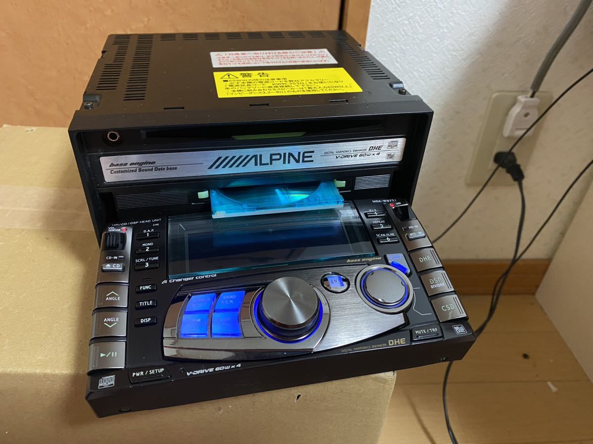 ALPINE アルパイン 2DIN CD MD MDA-W977J 再生確認済　画面× リモコン付き