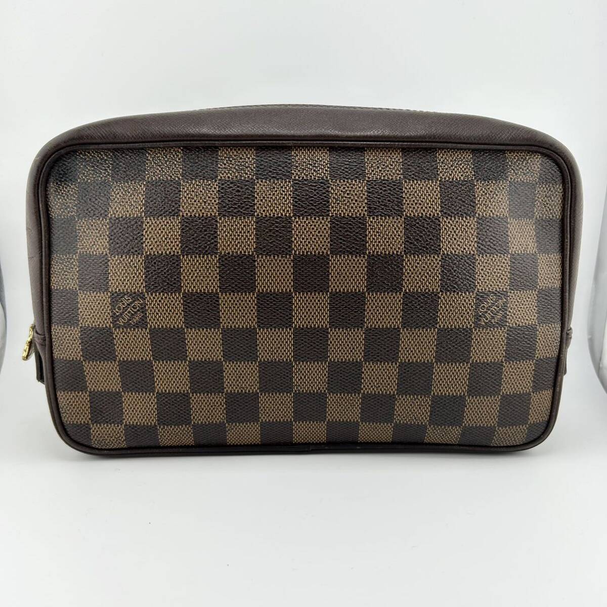 LOUIS VUITTON ルイヴィトン ダミエ エベヌ トゥルーストワレット クラッチバッグ セカンド 化粧ポーチ N47623 レザー PVC ブラウン_画像3