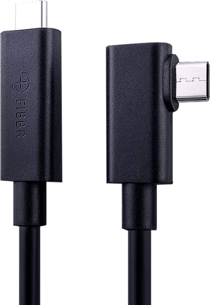 FIBBR L字 USB C充電ケーブル (10FT) 光USB 3.1ケーブル USB-C光ファイバーL型 Type-C リンクケーブル USB-CからUSB-C 高速データ伝送用