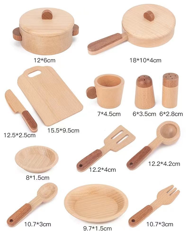 木製 おままごと キッズ おもちゃ 知育玩具 厨房玩具 鍋セット 15点セット_画像8