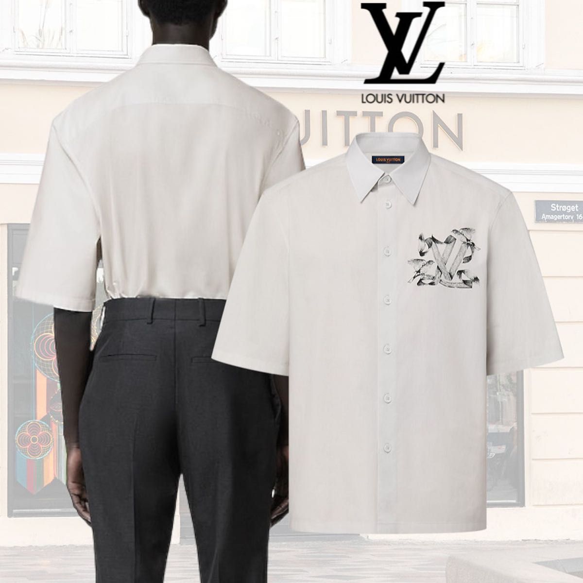 新作 海外 LOUIS VUITTON ルイヴィトン シャツ Sサイズ ホワイト 半袖 シャツ