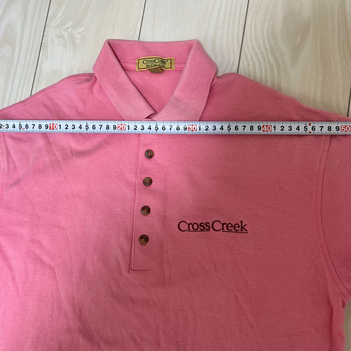 90s USA ポロシャツ CrossCreek クロスクリーク　メンズ　半袖 半袖ポロシャツ ゴルフウェア ピンク 古着