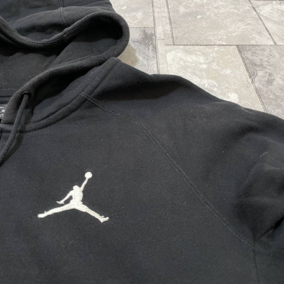 NIKE AIR ナイキエアー エアージョーダン sweat hoodie スウェットパーカー ジップアップ 刺繍ロゴ ブラック サイズL 玉FL3452_画像9