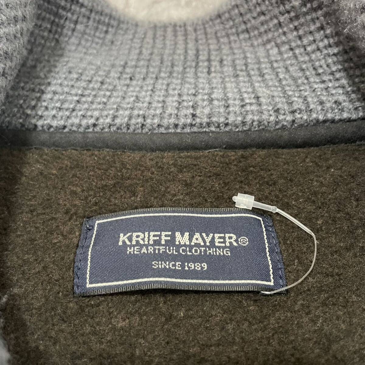 KRIFF MAYER クリフメイヤー スタンドジャケット ジップアップ 裏起毛 スタンドネック ワンポイント グレー サイズM 玉SS1592_画像2