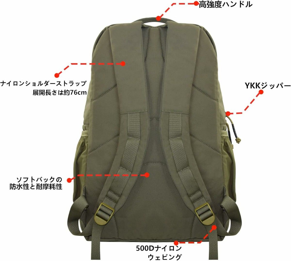 新品　HINFWOOD　タクティカル　バックパック 18L ナイロン 防水 軽量　万能　ミリタリー　リュックサック カーキ　メンズ